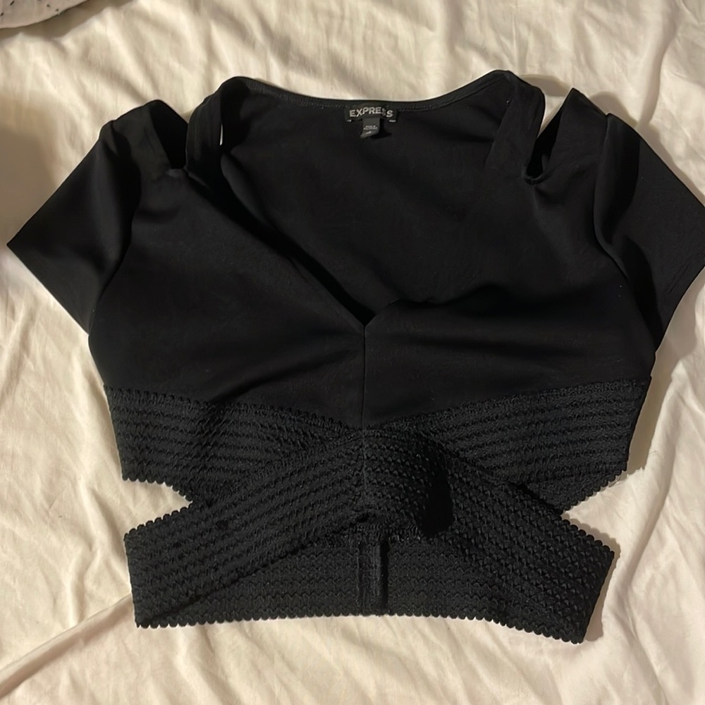 Black crop top with cut outs